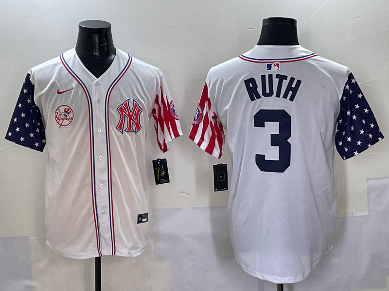 Men 2025 MLB New York Yankees 3 Ruth white jersey style 3